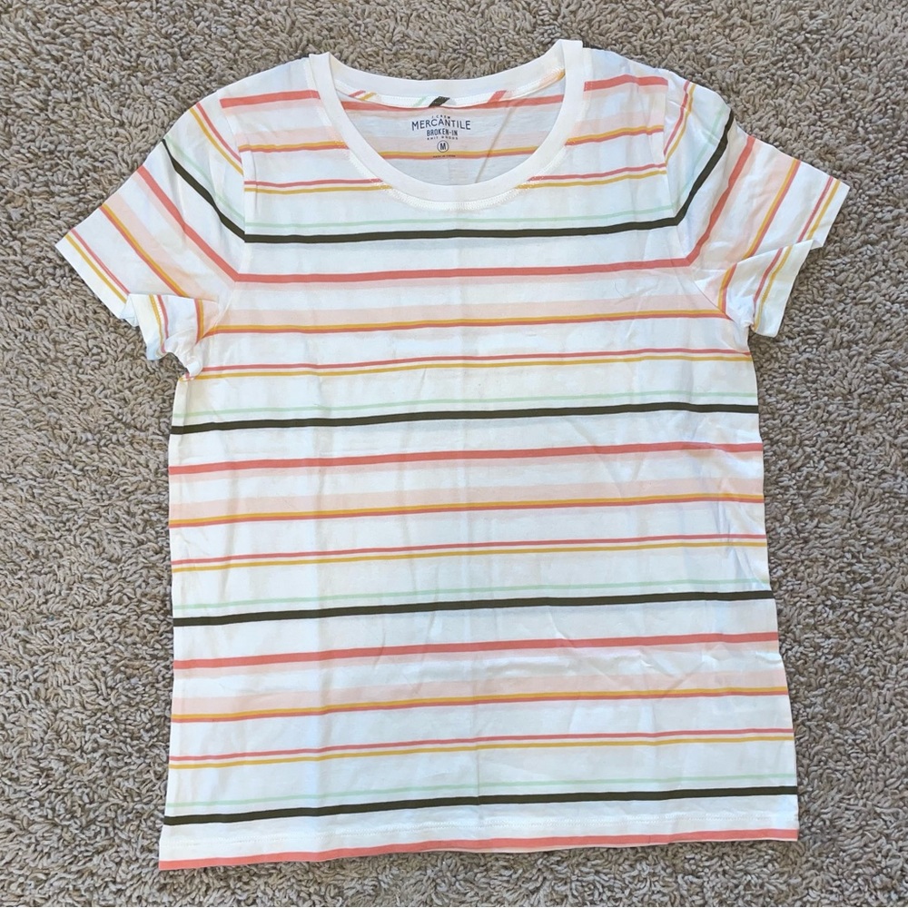 J Crew Mercantile Broken-In T-Shirt in Stripes Size Medium